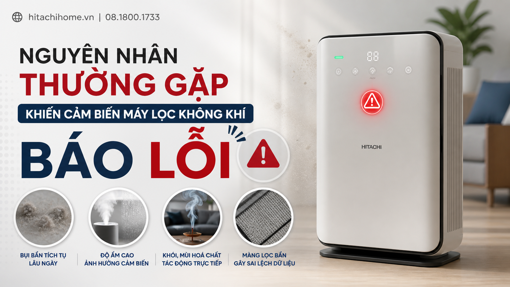 Nguyên nhân thường gặp khiến cảm biến máy lọc không khí báo lỗi Nguyên nhân thường gặp khiến cảm biến máy lọc không khí báo lỗi