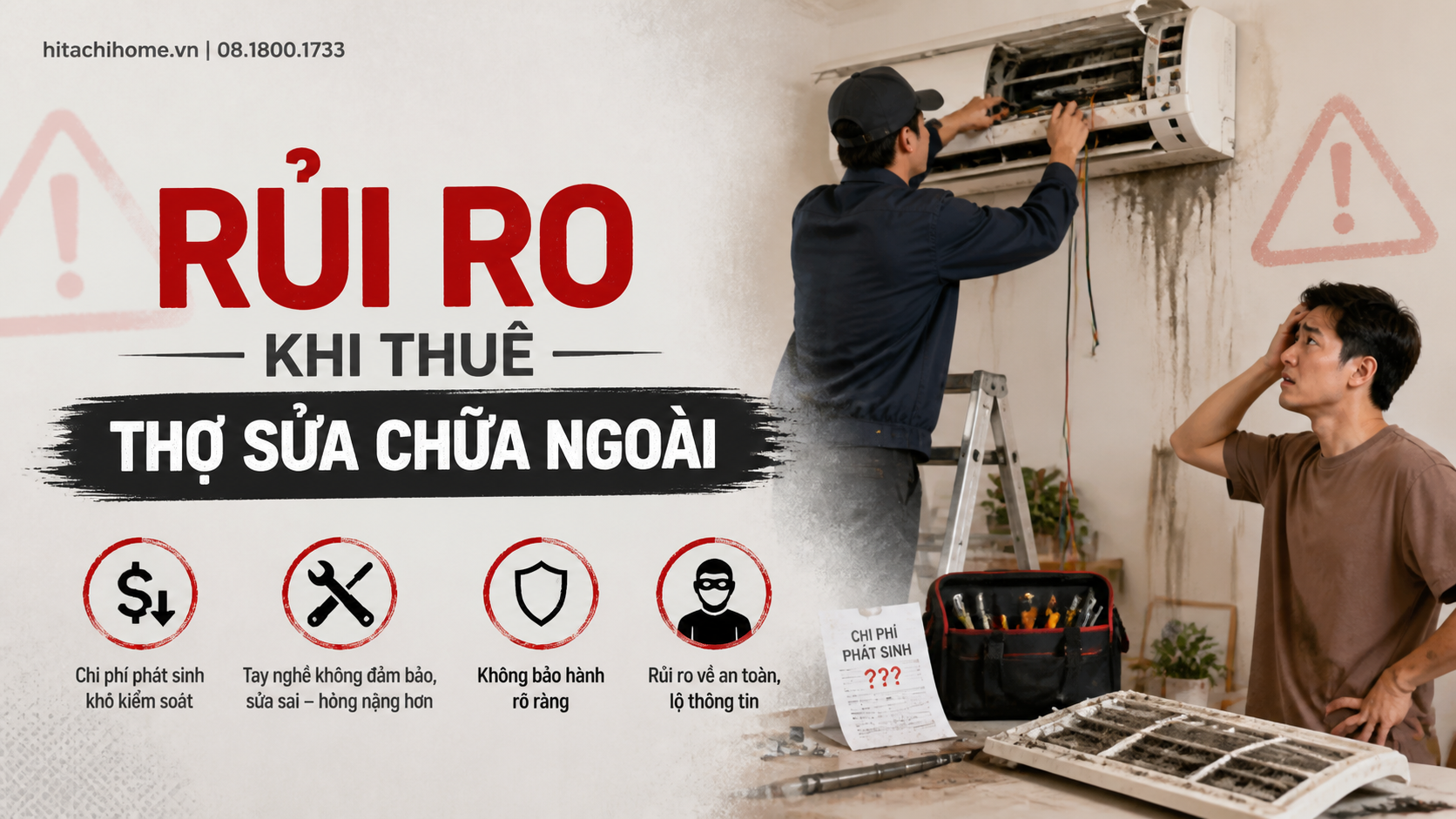 Rủi ro khi thuê thợ sửa chữa ngoài Rủi ro khi thuê thợ sửa chữa ngoài
