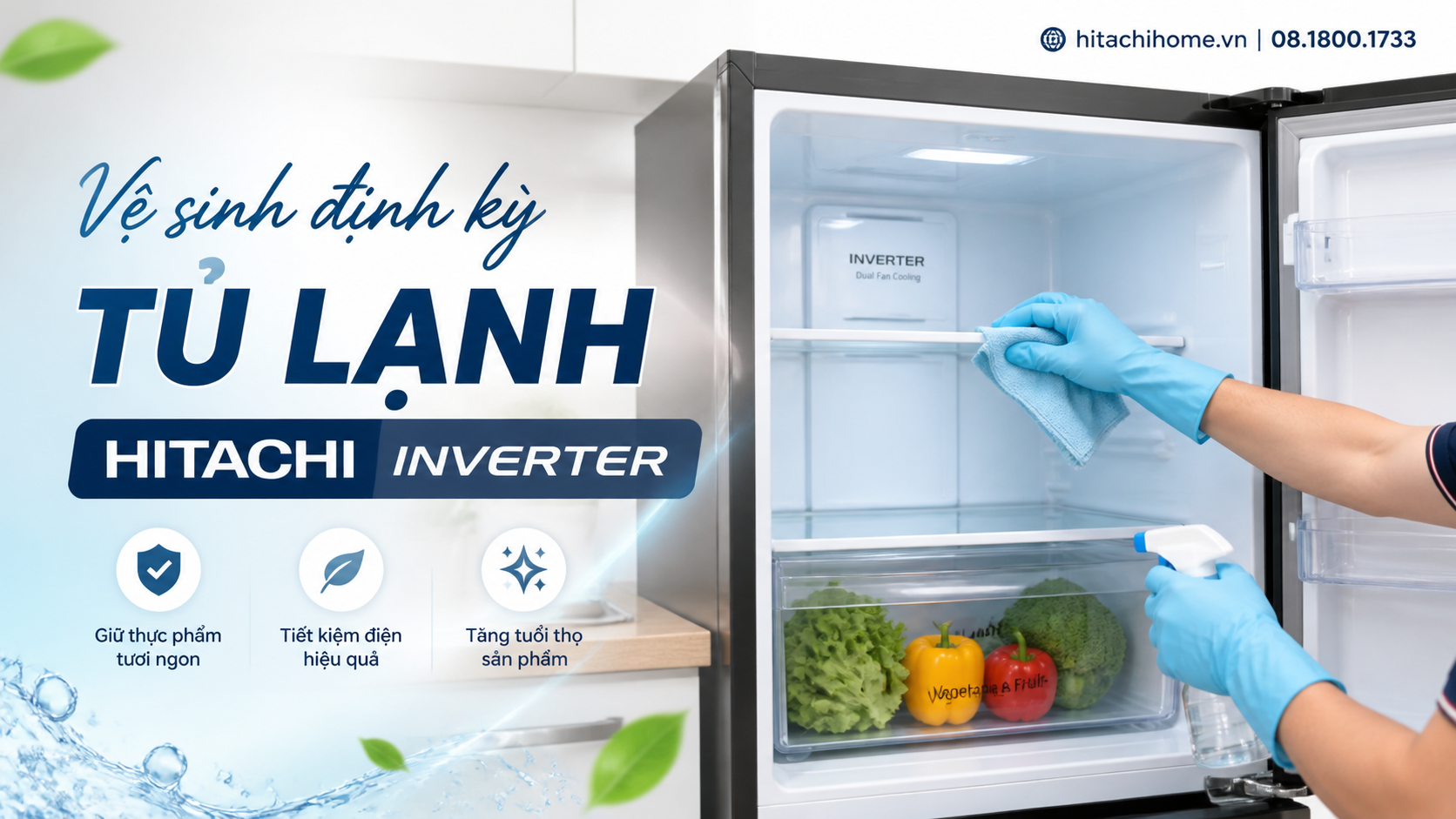 Vệ sinh định kỳ tủ lạnh Hitachi Inverter Vệ sinh định kỳ tủ lạnh Hitachi Inverter