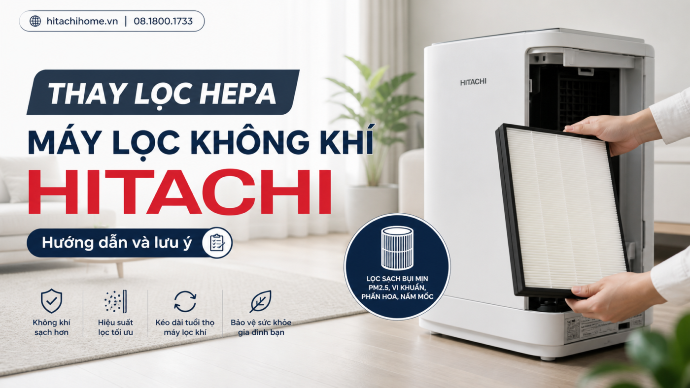 Thay lọc HEPA máy lọc không khí Hitachi: Hướng dẫn và lưu ý
