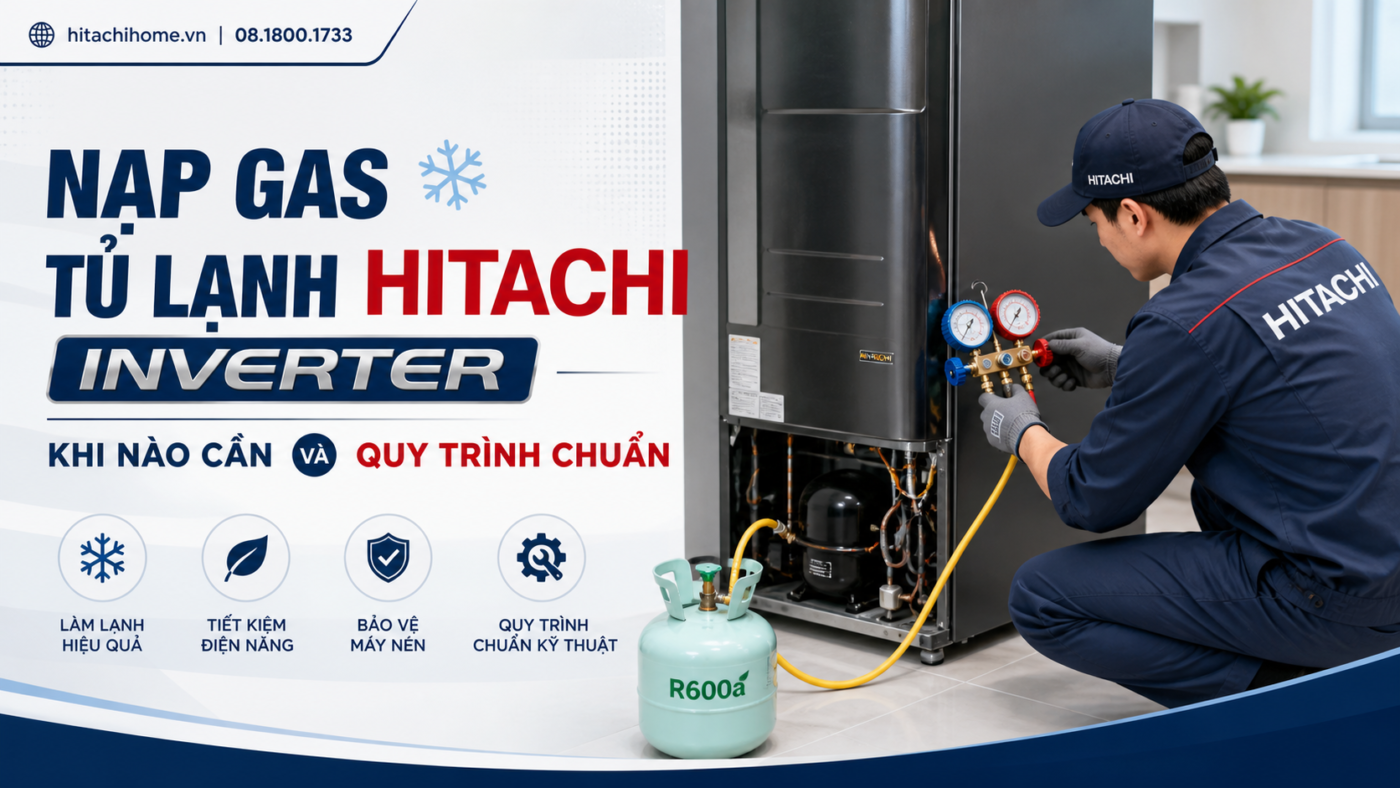 Nạp gas tủ lạnh Hitachi Inverter: Khi nào cần và quy trình chuẩn