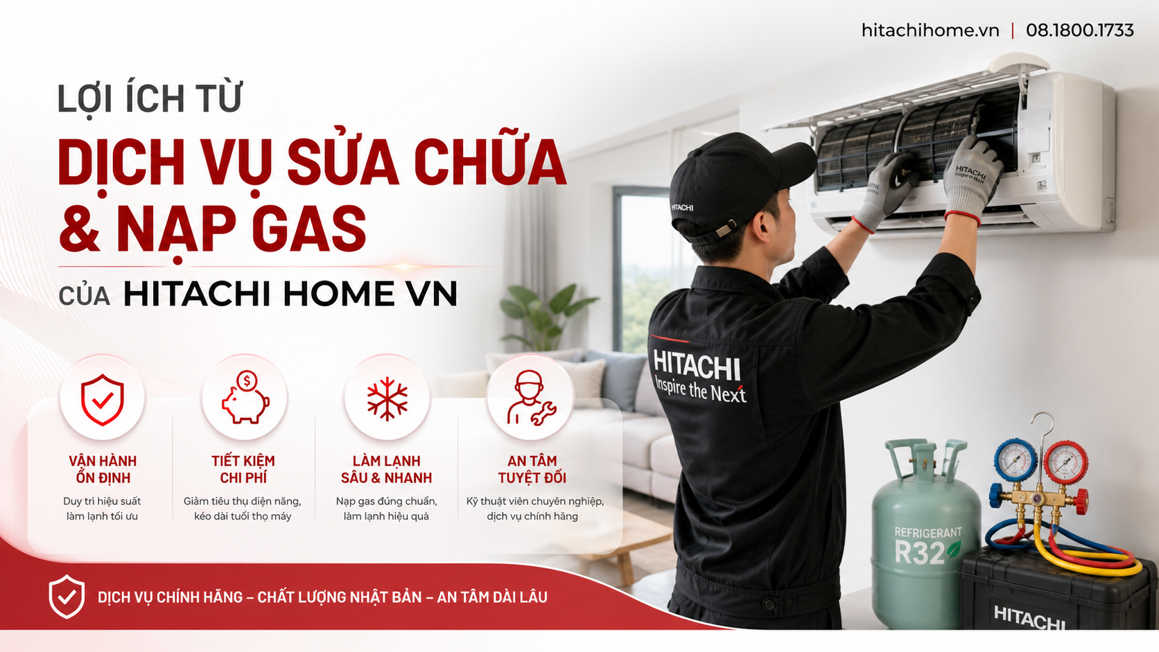 Lợi ích từ dịch vụ sửa chữa & nạp gas của Hitachi Home VN