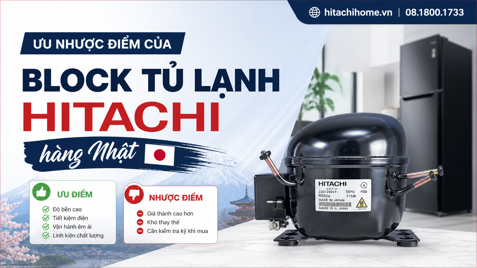 Ưu nhược điểm của block tủ lạnh Hitachi hàng Nhật
