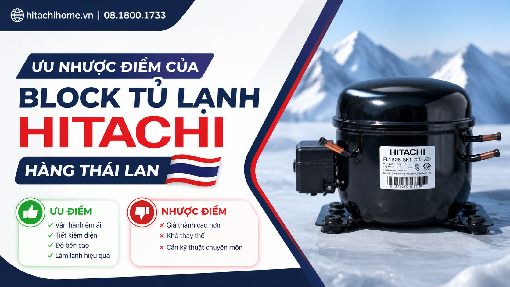 Ưu nhược điểm của block tủ lạnh Hitachi hàng Thái Lan